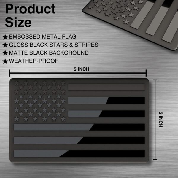 All Black USA Flag Emblem Decal Stickers Size Details