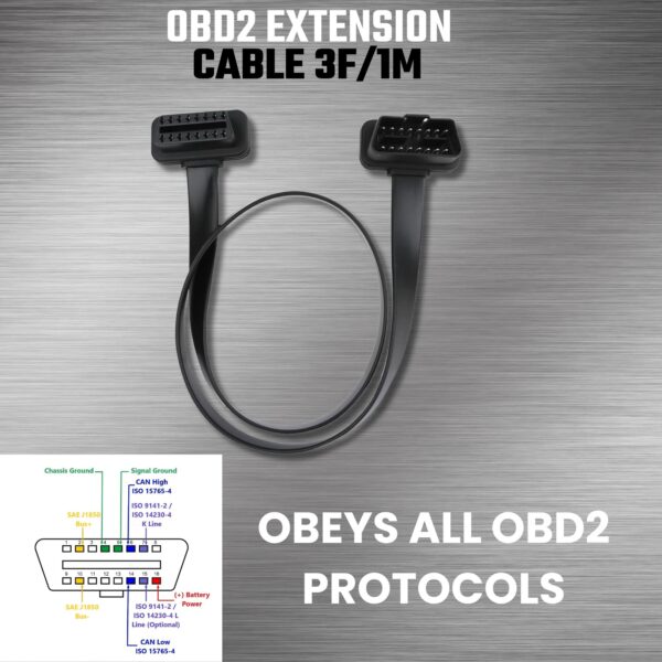 Ultra Low Profile OBD2 3ft Extension Cable 16pin - Image 7