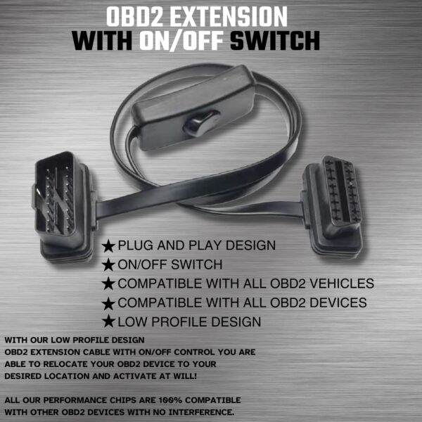 Ultra Low Profile OBD2 ON/OFF Extension Cable 16pin - Image 2