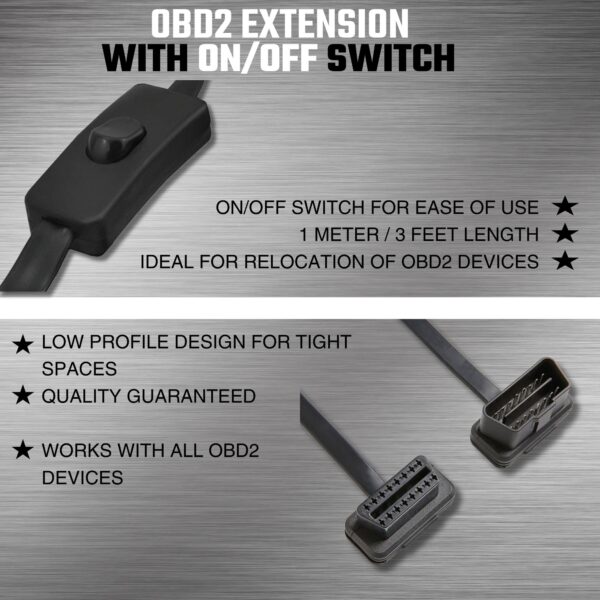 Ultra Low Profile OBD2 ON/OFF Extension Cable 16pin - Image 3