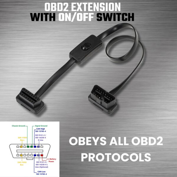 Ultra Low Profile OBD2 ON/OFF Extension Cable 16pin - Image 7