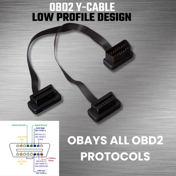 Ultra Low Profile OBD2 Splitter Extension Cable 16pin - Image 7